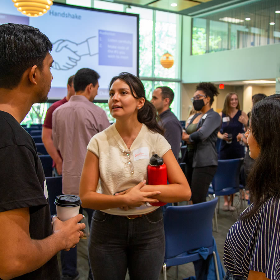 People converse at the Innovators Spark conference, hosted by Duke Innovation & Entrepreneurship